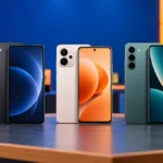 Três smartphones representando os melhores celulares até R$ 2.000 em 2026.