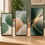 Três smartphones de diferentes faixas representando os melhores celulares custo-benefício de 2026.
