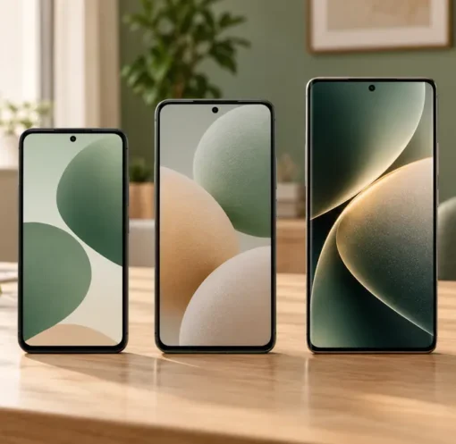 Três smartphones de diferentes faixas representando os melhores celulares custo-benefício de 2026.