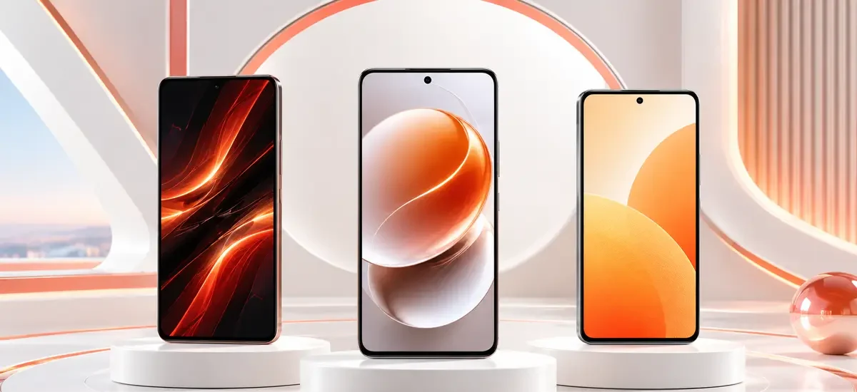 Três celulares representando os melhores modelos Xiaomi, Redmi e POCO custo-benefício de 2026.