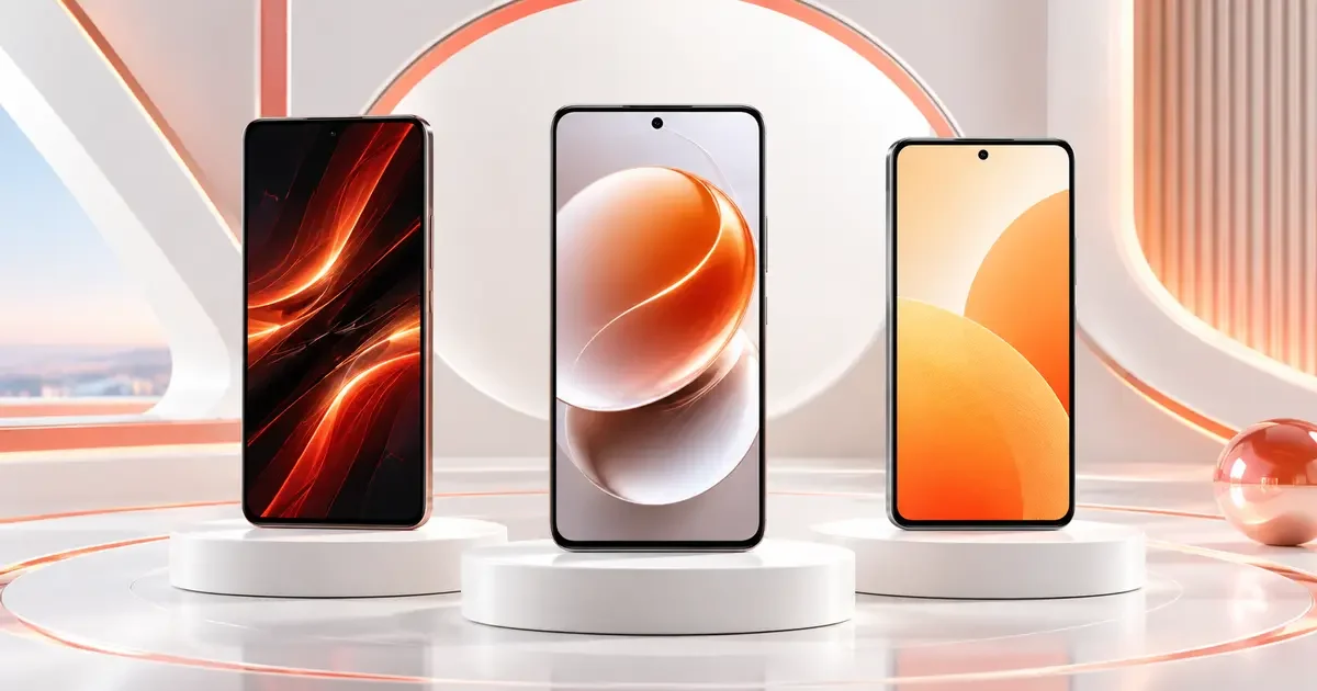 Três celulares representando os melhores modelos Xiaomi, Redmi e POCO custo-benefício de 2026.